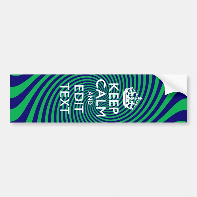 Your Keep Calm Text on a vibrant swirl graphic Bumper Sticker (Front)