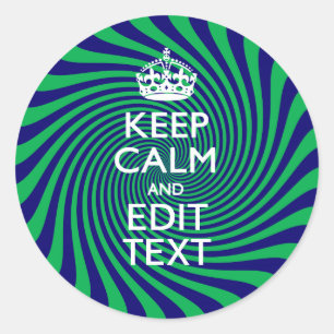Your Keep Calm Text on a vibrant swirl graphic Classic Round Sticker