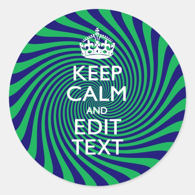 Your Keep Calm Text on a vibrant swirl graphic Classic Round Sticker (Front)