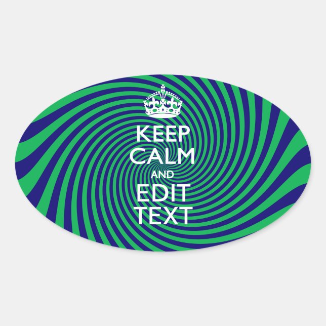 Your Keep Calm Text on a vibrant swirl graphic Oval Sticker (Front)