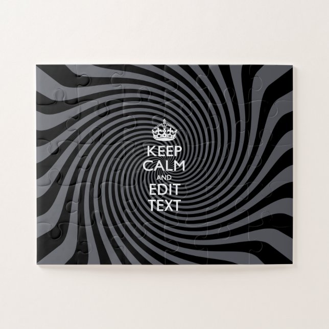 Your Keep Calm Text on Black Swirl Jigsaw Puzzle (Horizontal)