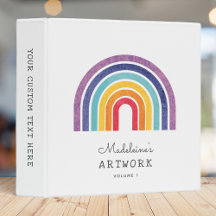 Your Kid's Artwork Custom Name Text  3 Ring Binder