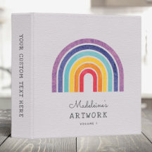 Your Kid's Artwork Custom Name Text Cute  Binder