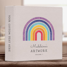 Your Kid's Artwork Custom Name Text Cute Binder