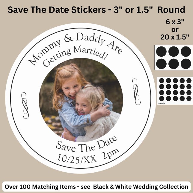 Your Kids Photo Mom Dad Getting Married   Classic Round Sticker (Creator Uploaded)