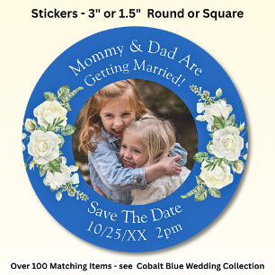Your Kids Photo Mom Dad Getting Married Classic Round Sticker