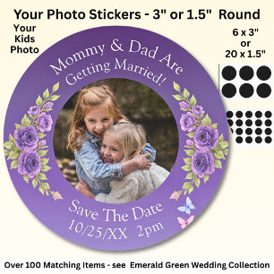 Your Kids Photo Mom Dad Getting Married   Classic Round Sticker