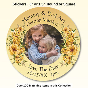 Your Kids Photo Mom Dad Getting Married Classic Round Sticker