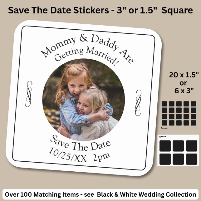 Your Kids Photo Mom Dad Getting Married   Square Sticker (Creator Uploaded)