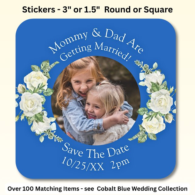 Your Kids Photo Mom Dad Getting Married   Square Sticker (Creator Uploaded)