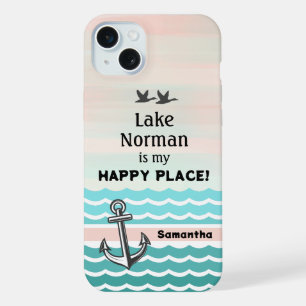 Your Lake & Your Name Personalized Happy Place iPhone 15 Plus Case