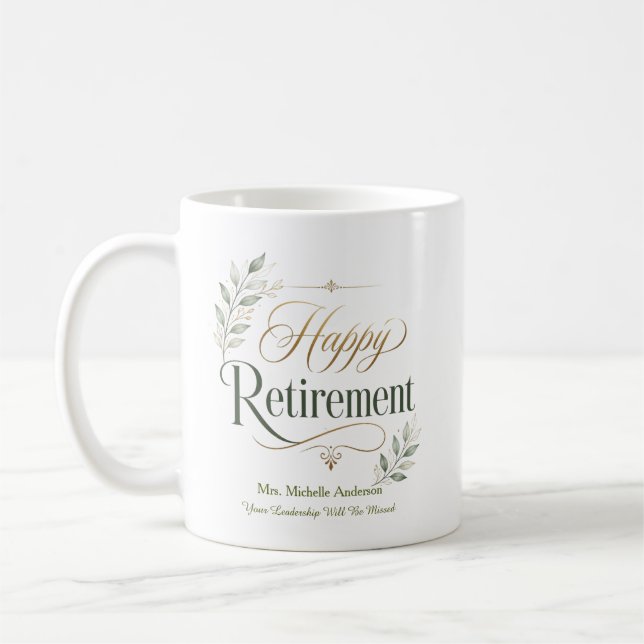 Your Leadership Will Be Missed Personalized Name Coffee Mug (Left)
