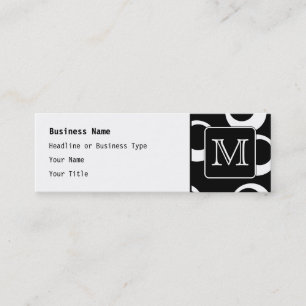 Your Letter. Black and White Monogram. Fun Pattern Mini Business Card