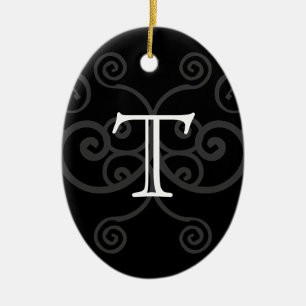 Your Letter. Black / White Swirl Monogram. Custom Ceramic Ornament