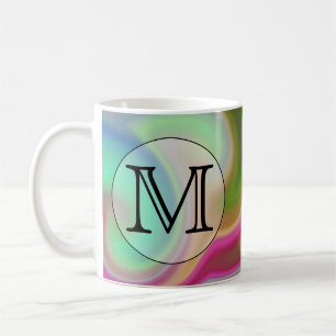 Your Letter, Colourful Swirls and Custom Monogram. Coffee Mug