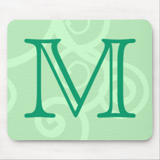 Your Letter. Custom Green Swirl Monogram. Mouse Pad
