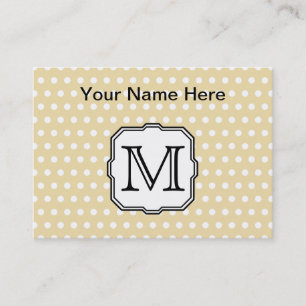 Your Letter. Custom Monogram. Beige Polka Dot. Business Card