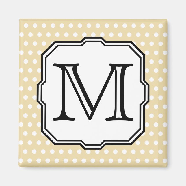 Your Letter. Custom Monogram. Beige Polka Dot. Magnet (Front)