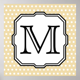 Your Letter. Custom Monogram. Beige Polka Dot. Poster