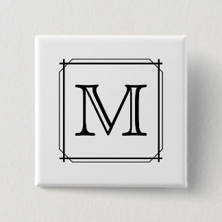 Your Letter. Custom Monogram. Black and White 2 Inch Square Button