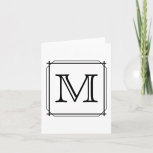 Your Letter. Custom Monogram. Black and White Note Card