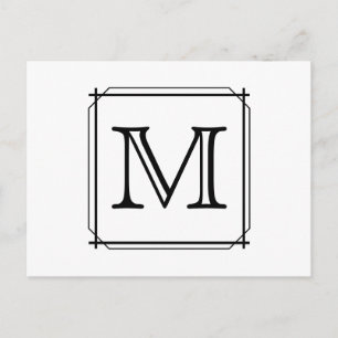 Your Letter. Custom Monogram. Black and White Postcard