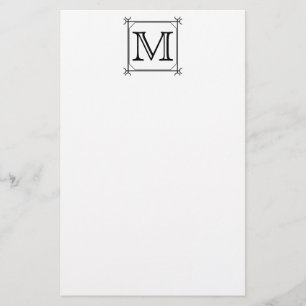 Your Letter. Custom Monogram. Black and White Stationery