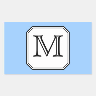 Your Letter. Custom Monogram. Blue Black White. Sticker