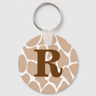 Your Letter. Custom Monogram Giraffe Print Design Keychain