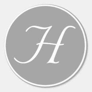 Your Letter, Custom Monogram H Initial Grey Classic Round Sticker