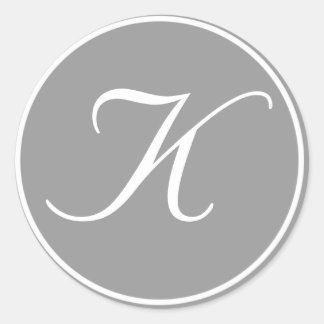 Your Letter, Custom Monogram K Initial Grey Classic Round Sticker