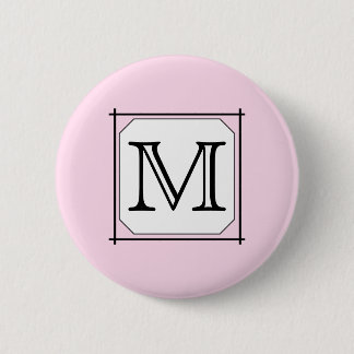 Your Letter. Custom Monogram. Pink Black White 2 Inch Round Button