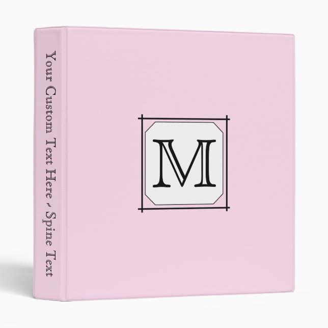 Your Letter. Custom Monogram. Pink Black White Binder (Front/Spine)