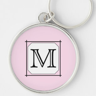 Your Letter. Custom Monogram. Pink Black White Keychain