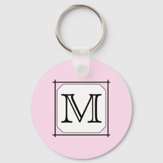 Your Letter. Custom Monogram. Pink Black White Keychain