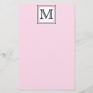 Your Letter. Custom Monogram. Pink Black White Stationery