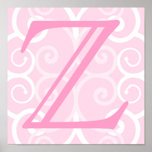 Your Letter. Custom Pink Swirl Monogram. Poster
