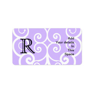 Your Letter. Custom. Purple Swirl Monogram. Label