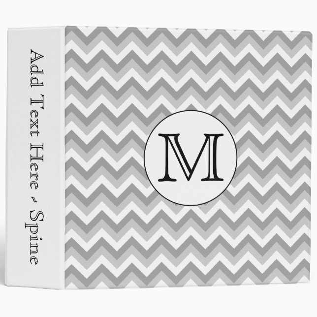 Your Letter. Grey Zigzag Pattern Monogram. Binder (Front/Spine)