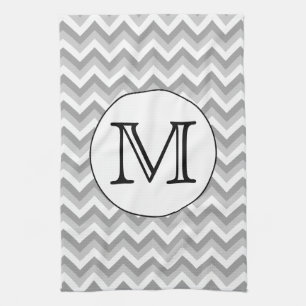 Your Letter. Grey Zigzag Pattern Monogram. Kitchen Towel