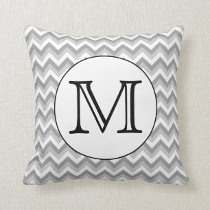 Your Letter. Grey Zigzag Pattern Monogram. Throw Pillow