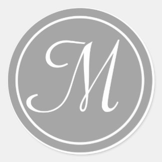 Your Letter, Monogram M, Initial Grey Classic Round Sticker