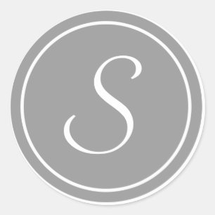 Your Letter, Monogram S, Initial Grey Classic Round Sticker