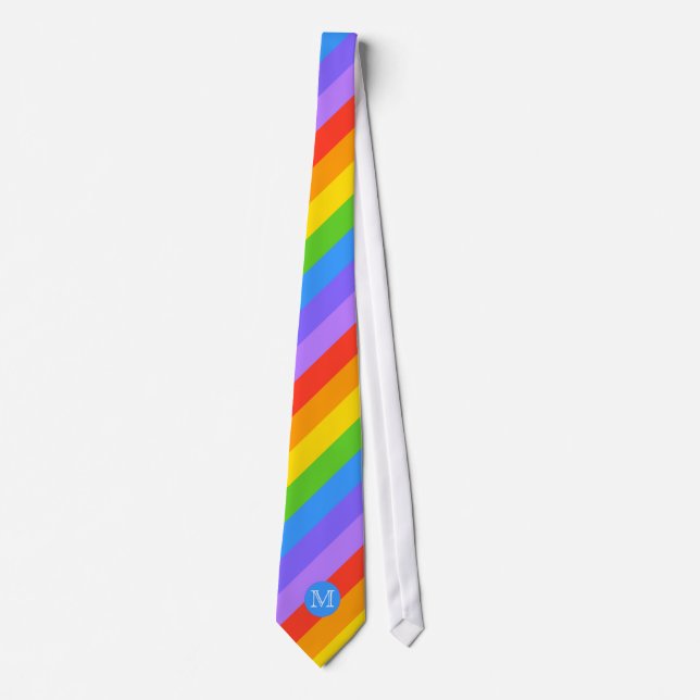 Your Letter, Rainbow Stripes Monogram. Tie (Front)