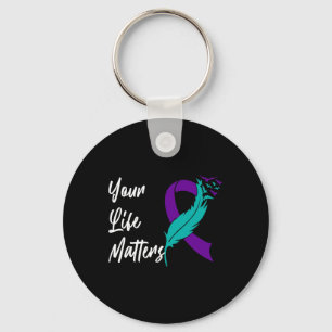 Your Life Matters Ribbon N Suicide Awareness Menta Keychain