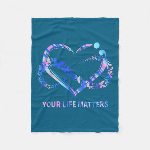 Your Life S Suicide Awareness Butterflies Heart  Fleece Blanket