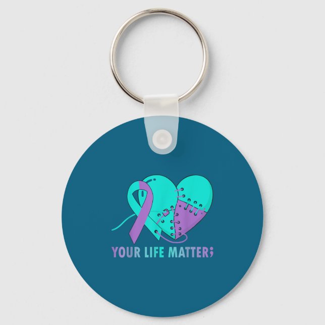 Your Life S Suicide Prevention Awareness Teal And  Keychain (Front)