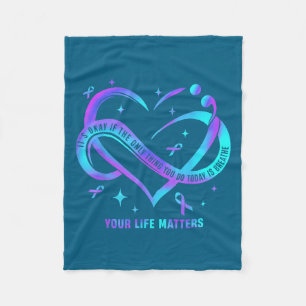 Your Life S Suicide Prevention Teal Purple Heart R Fleece Blanket