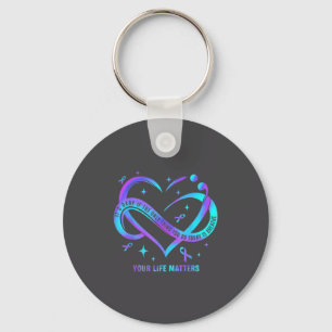 Your Life S Suicide Prevention Teal Purple Heart R Keychain