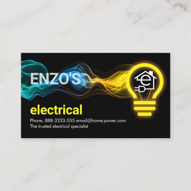 Your Lightning Name Powers Bulb Business Card (Front)